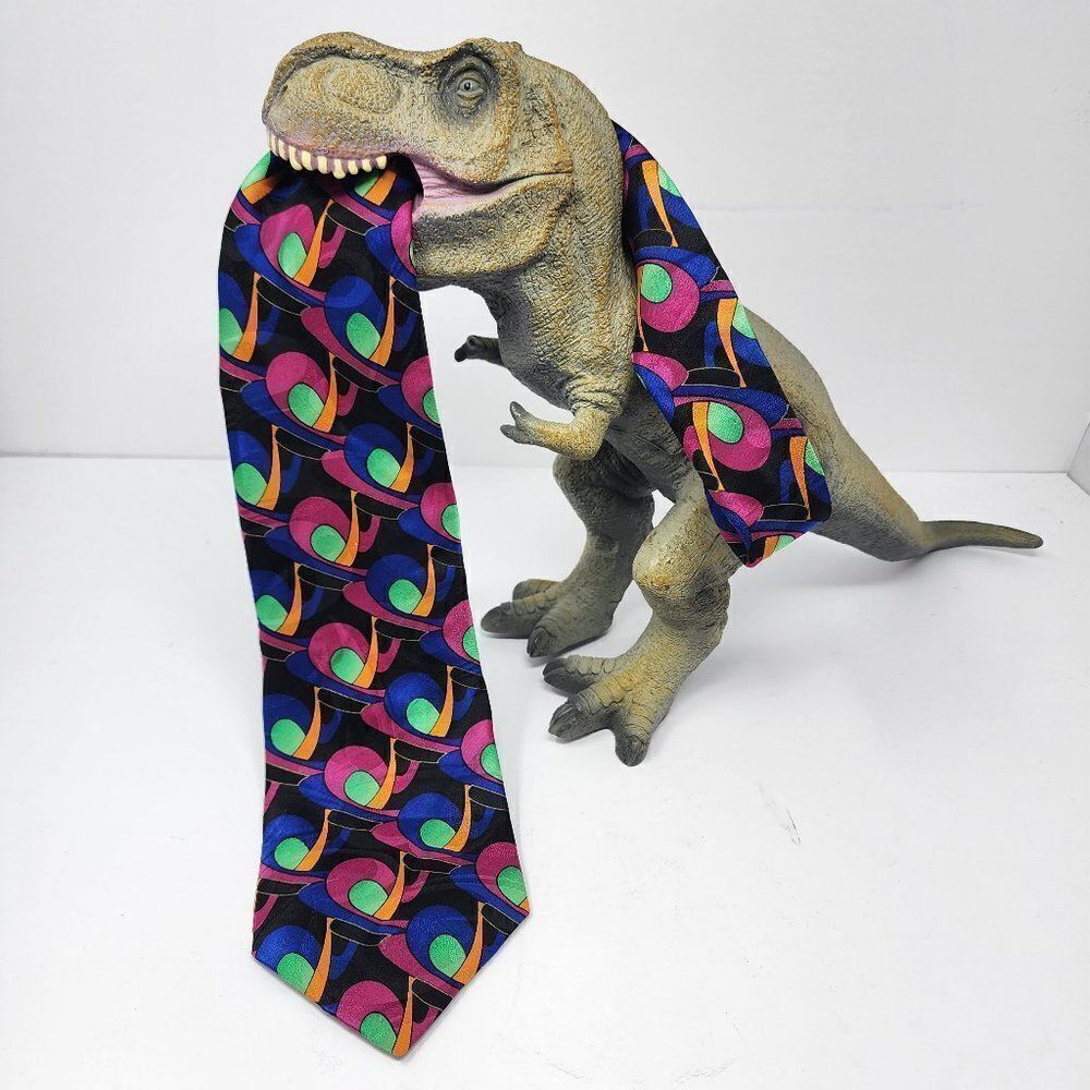 Monsieur Givenchy Pink and Blue Abstract Silk Tie